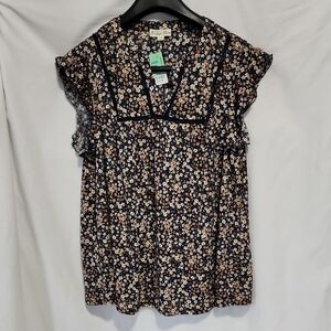 Floral Ruffle Sleeve Top